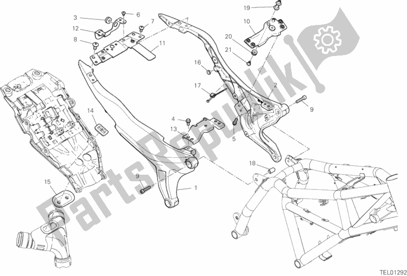 Alle onderdelen voor de Achterframe Comp. Van de Ducati Scrambler 1100 Special Thailand 2020